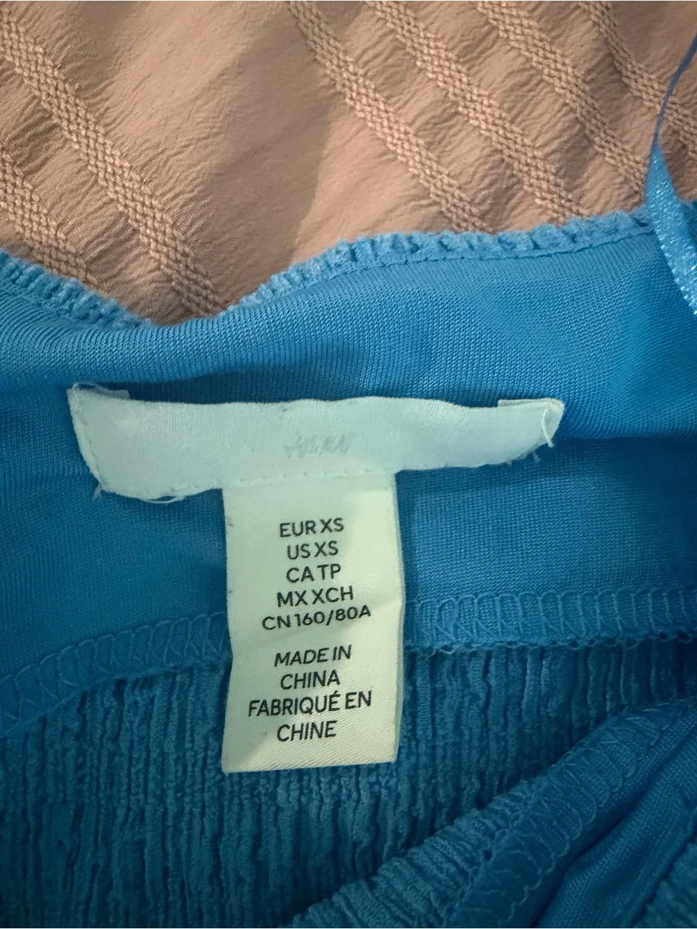 H&M Bright Blue Puff-Sleeve Square Neck Long Sleeve Top